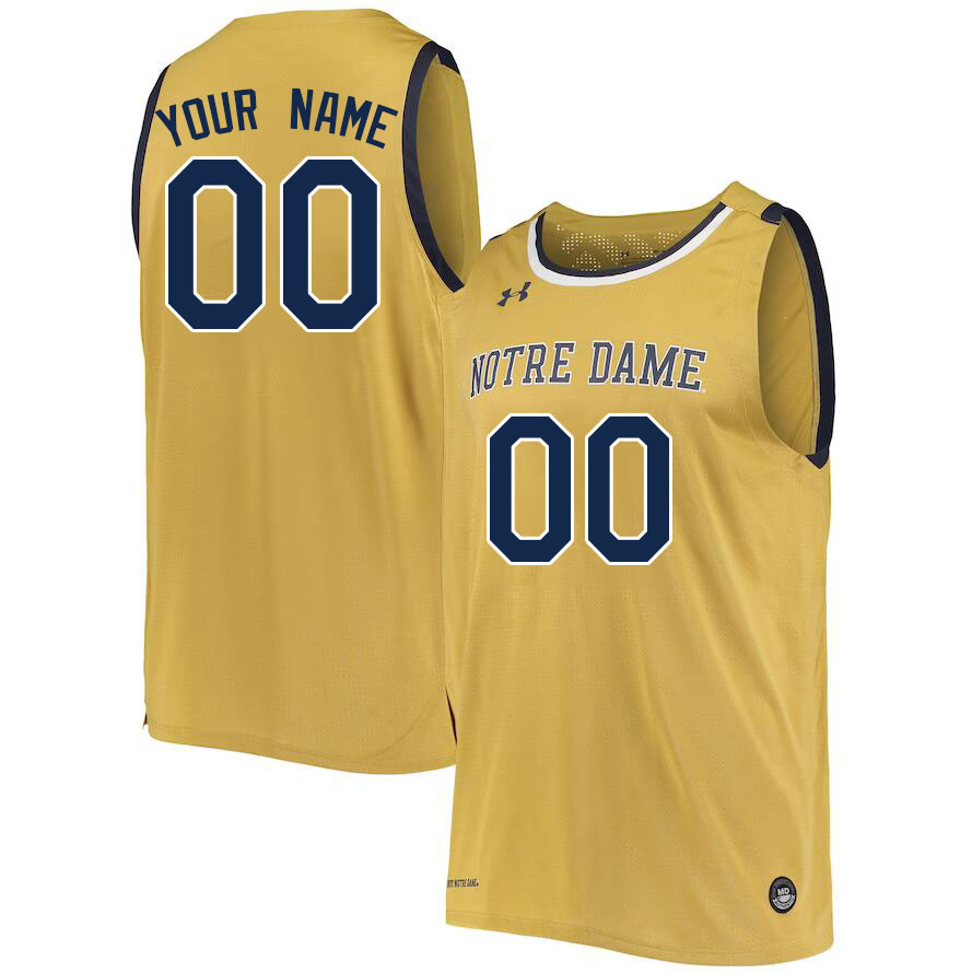 Custom Notre Dame Fighting Irish Name And Number College Basketball Jerseys Stitched-Gold - Click Image to Close